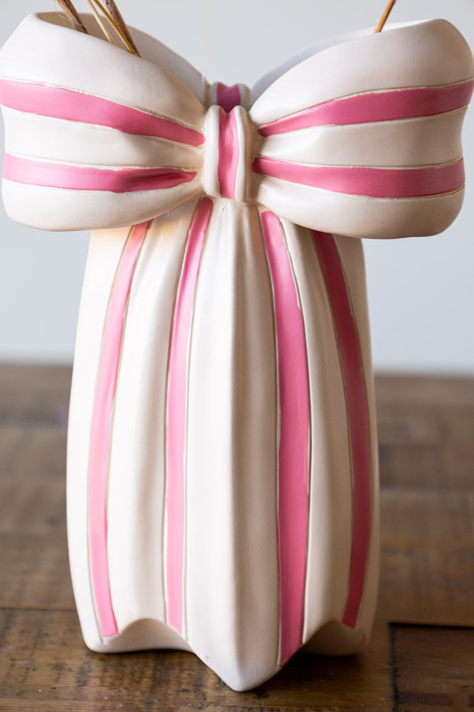 Pink & Cream Bow Vase