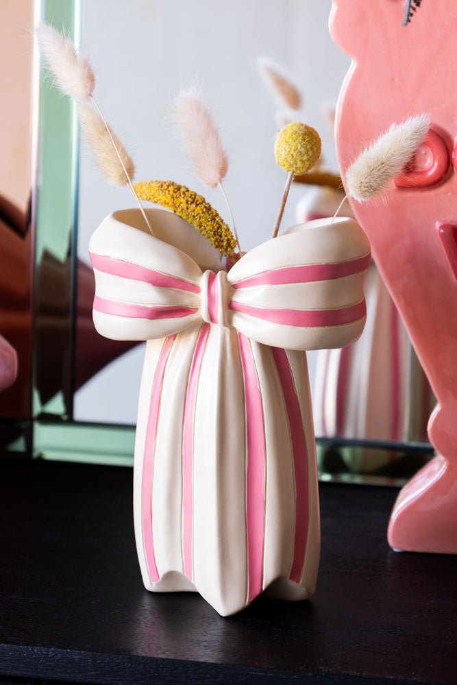 Pink & Cream Bow Vase