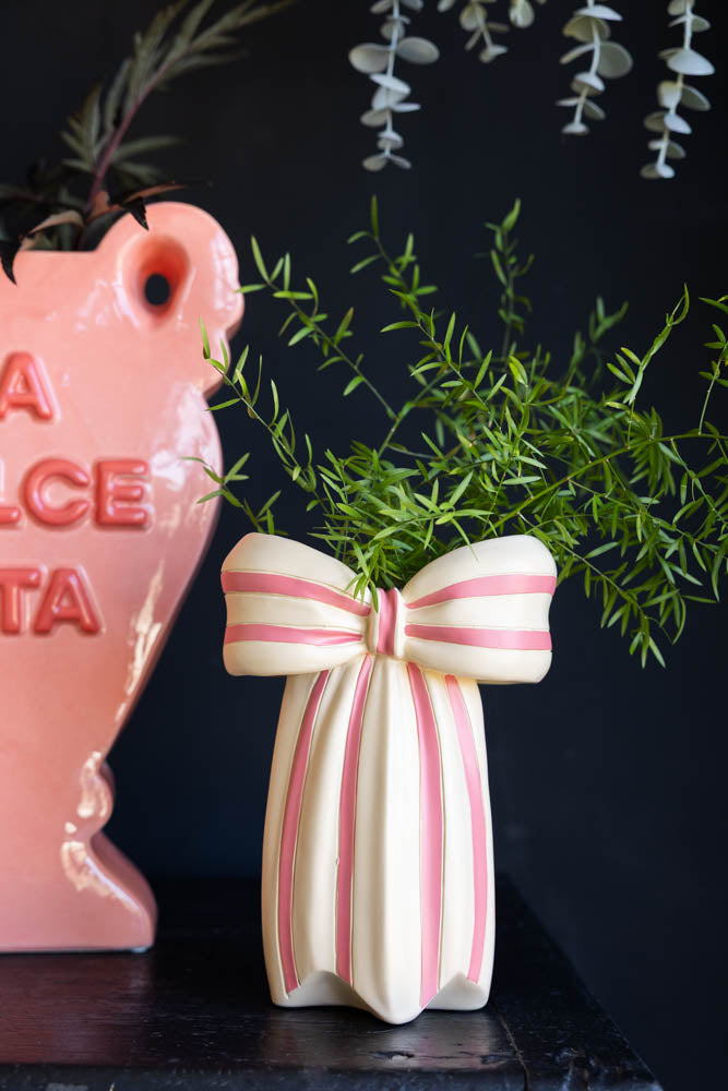 Pink & Cream Bow Vase
