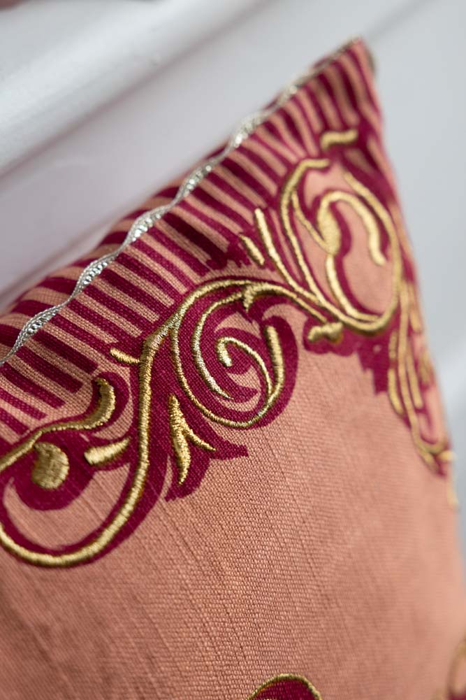 Pink & Gold Embroidered Bad Decisions Cushion