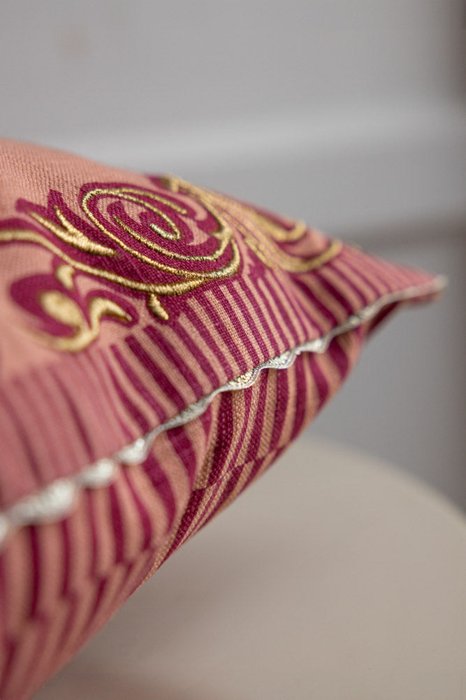 Pink & Gold Embroidered Bad Decisions Cushion