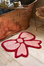 Pink & Red Bow Shape Bath Mat