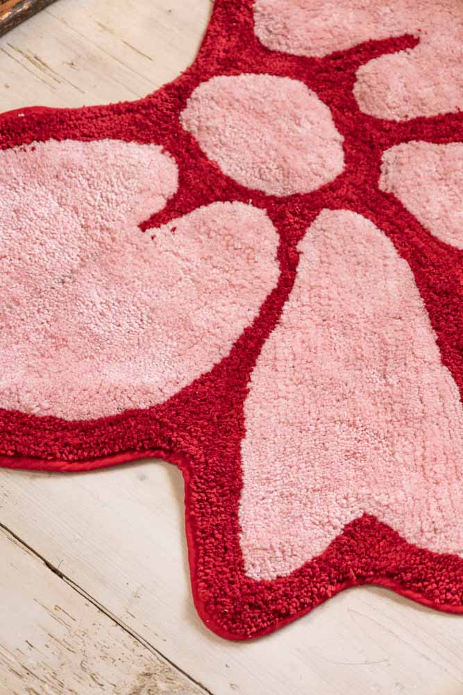 Pink & Red Bow Shape Bath Mat