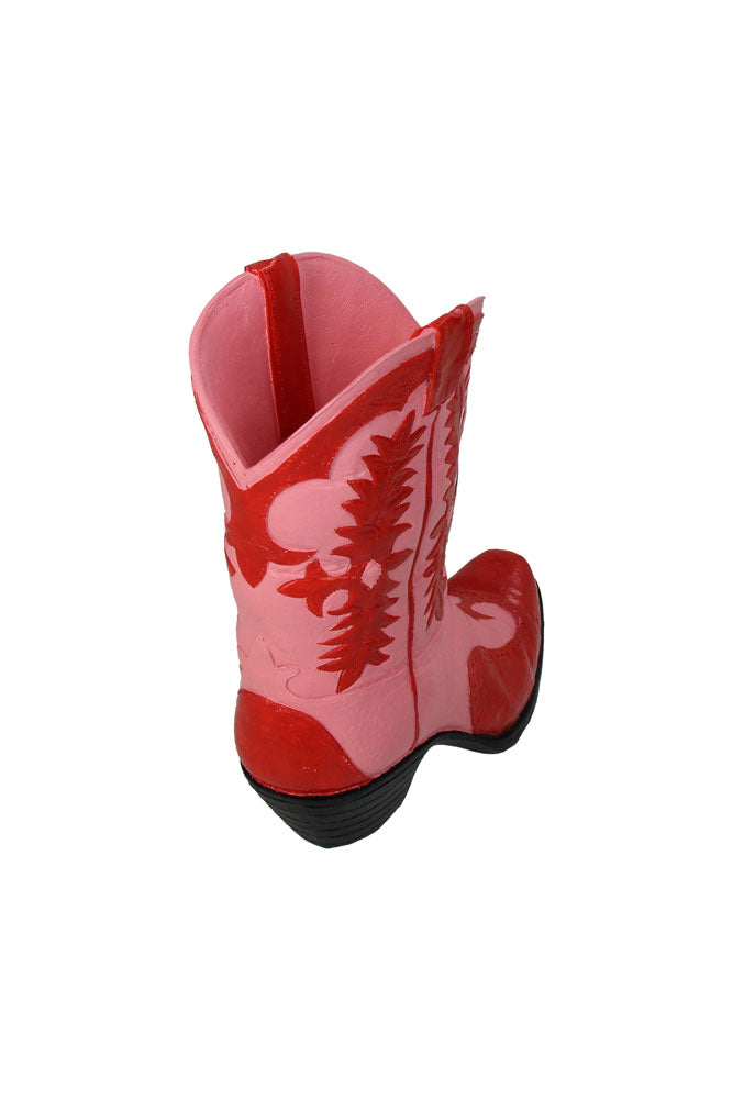 Pink & Red Cowgirl Boot Vase