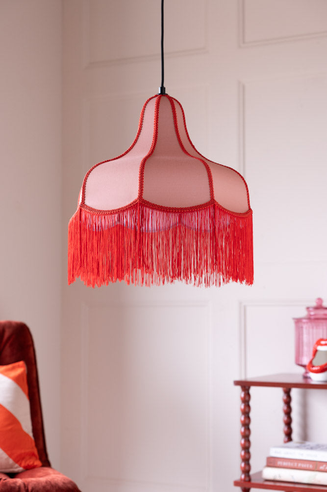 Pink & Red Tassel Edge Ceiling Light