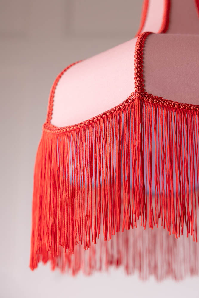 Pink & Red Tassel Edge Ceiling Light
