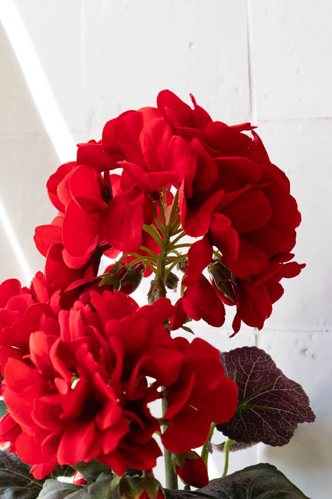 Potted Faux Red Geranium