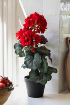 Potted Faux Red Geranium