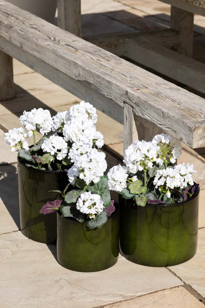 Potted Faux White Geranium