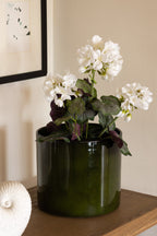 Potted Faux White Geranium