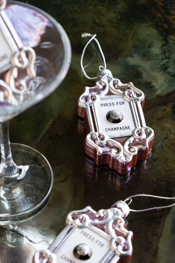 Press For Champagne Glass Christmas Tree Decoration