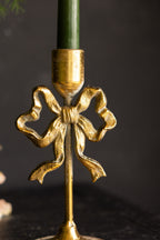 Pretty Gold Metal Bow Candle Holder