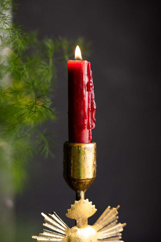 Pretty Gold Milagro Heart Candle Holder