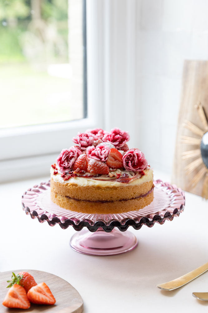 Pretty Pink Glass Cakestand