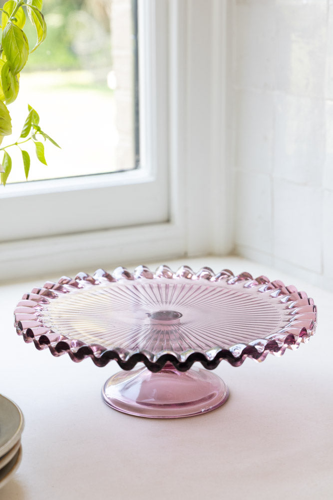 Pretty Pink Glass Cakestand