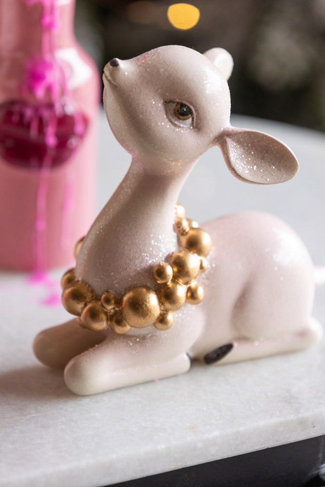 Pretty Pink Sitting Deer Ornament