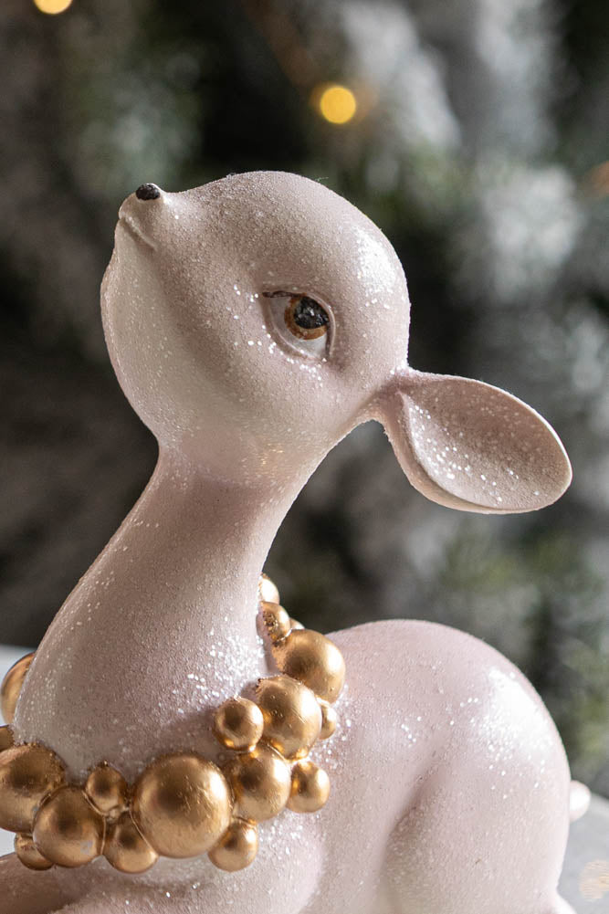 Pretty Pink Sitting Deer Ornament