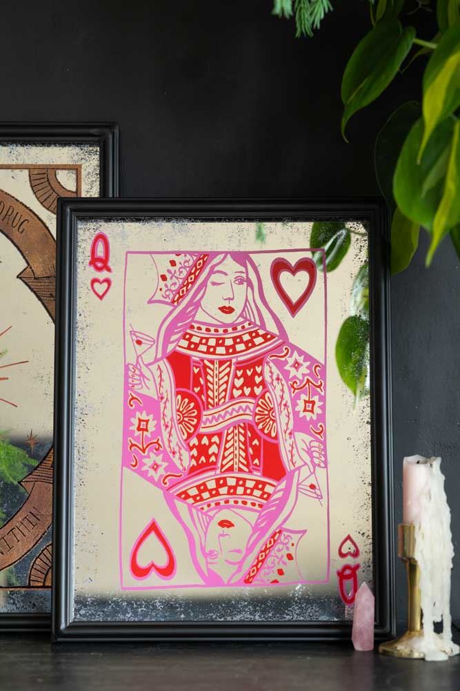 Queen Of Hearts Decorative Playing Card Mirror