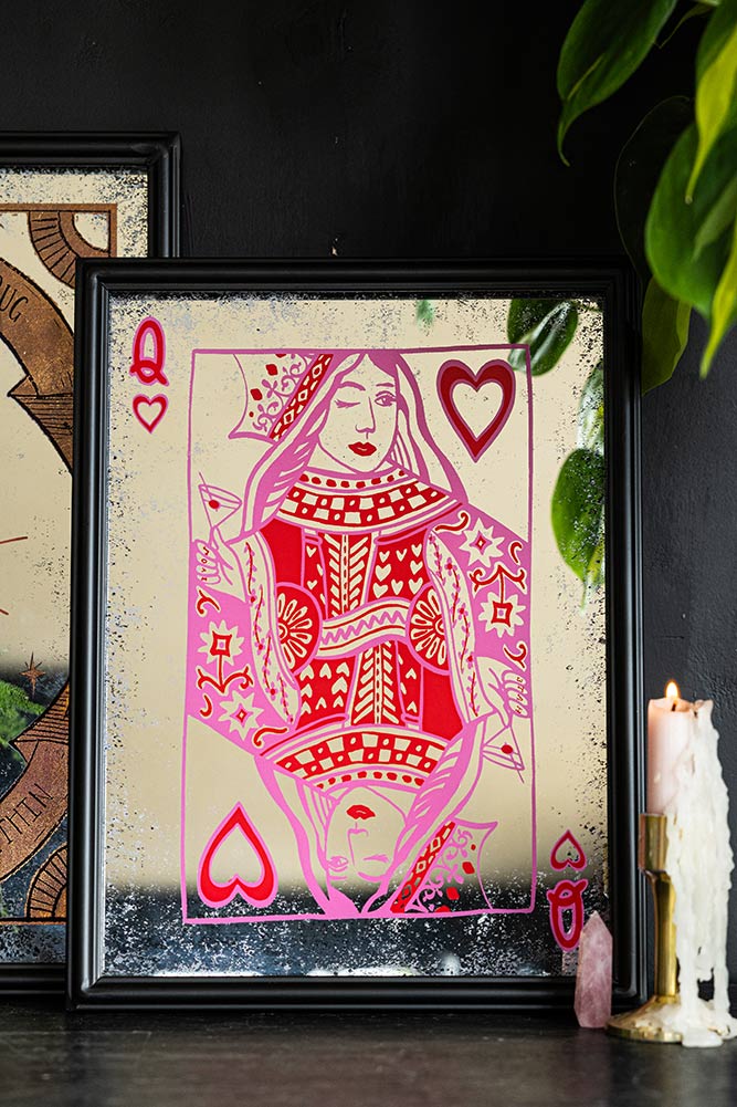 Queen Of Hearts Decorative Playing Card Mirror