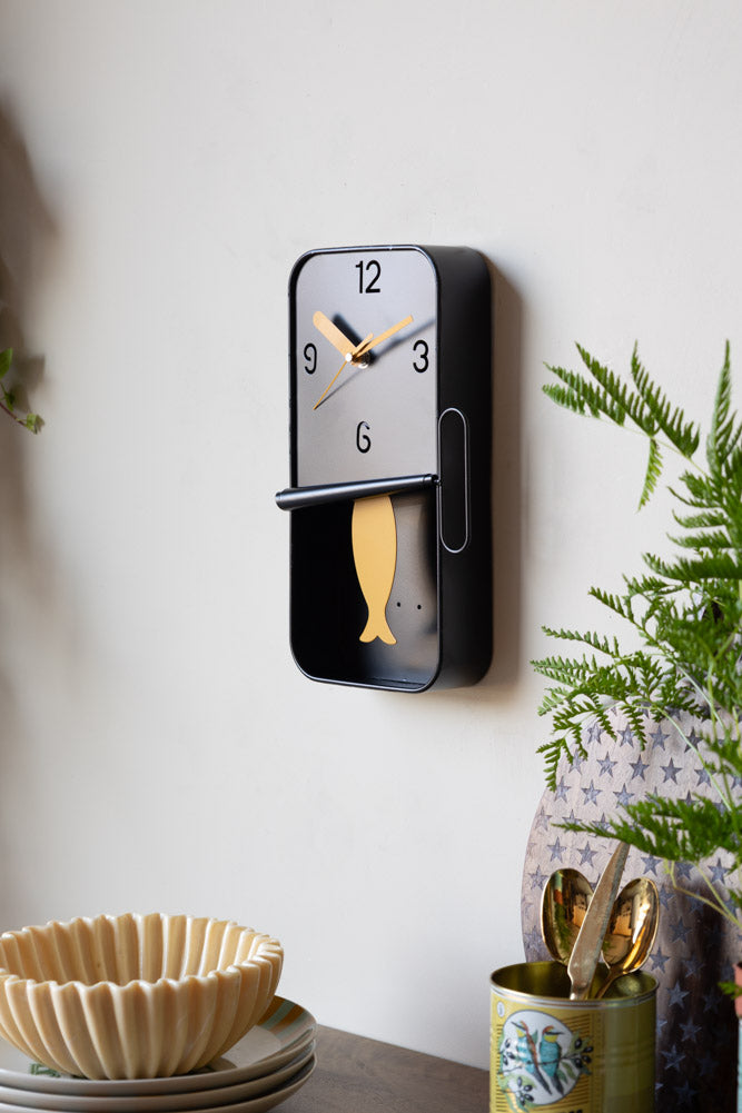 Quirky Sardine Tin Pendulum Wall Clock