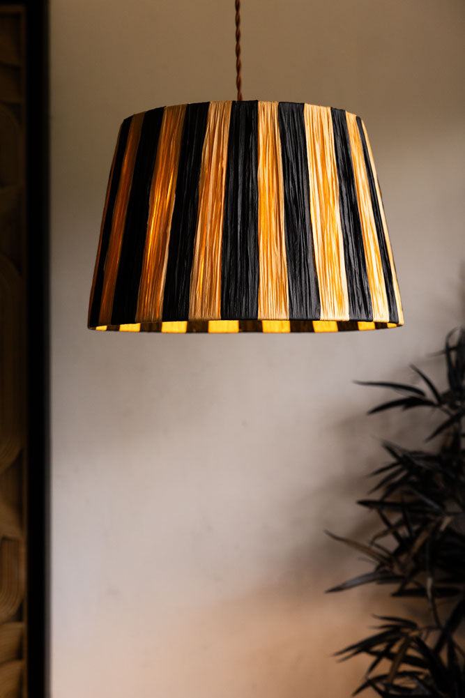 Raffia Black & Natural Stripe Easyfit Lampshade