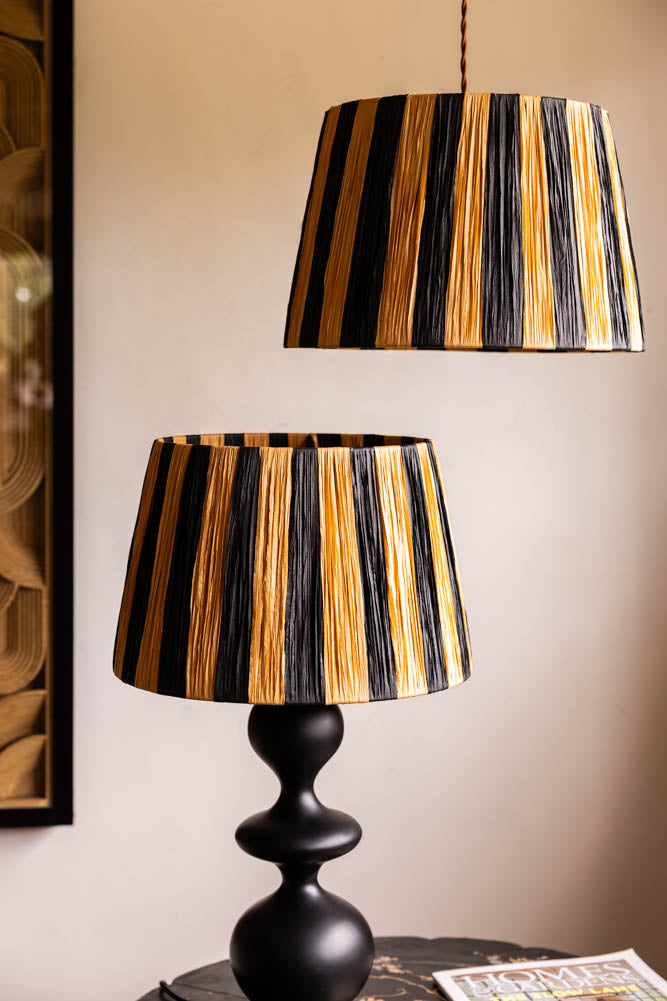 Raffia Black & Natural Stripe Easyfit Lampshade