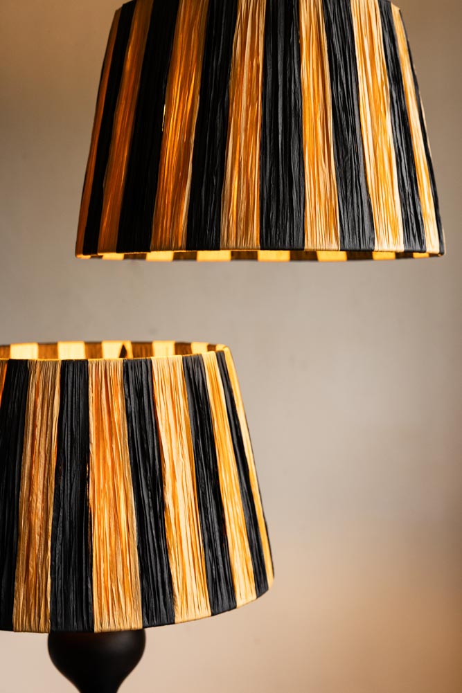 Raffia Black & Natural Stripe Easyfit Lampshade