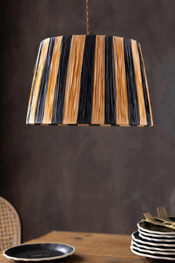 Raffia Black & Natural Stripe Easyfit Lampshade