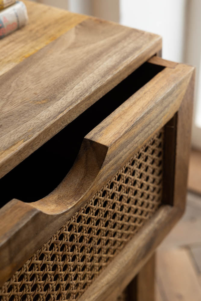 Rattan 2 Drawer Bedside Table