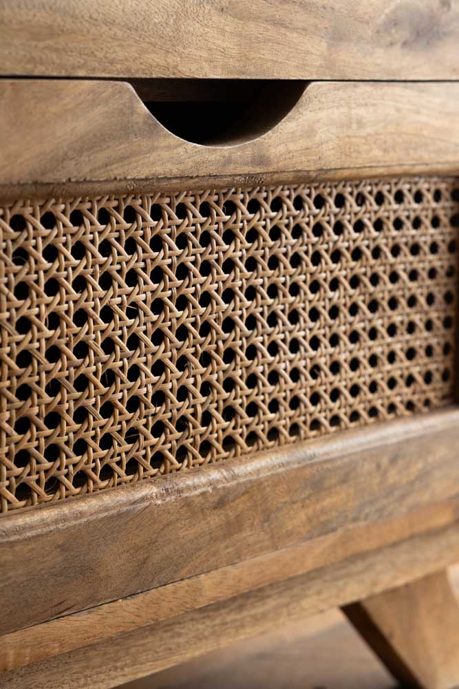 Rattan 2 Drawer Bedside Table