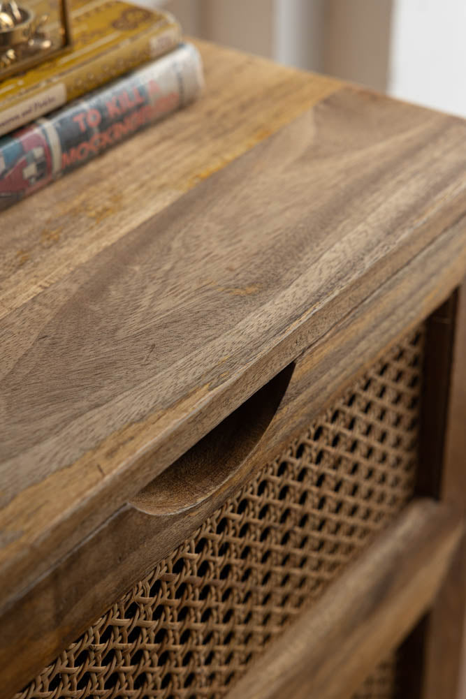 Rattan 2 Drawer Bedside Table