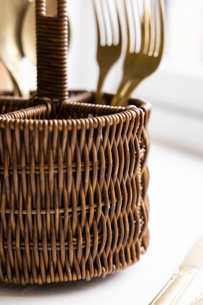 Rattan-Style Cutlery Holder