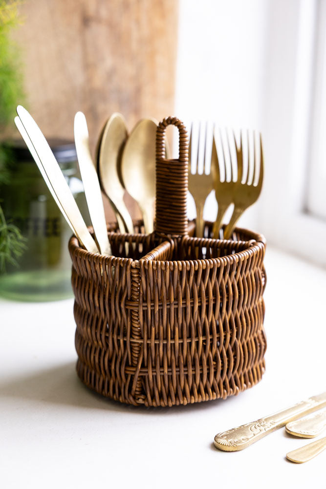 Rattan-Style Cutlery Holder