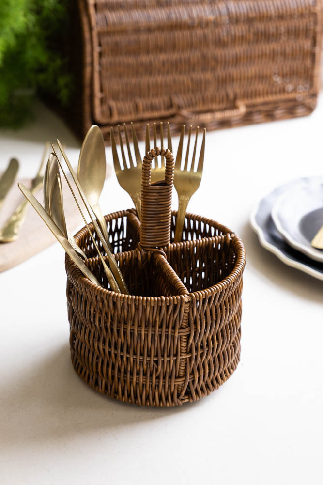 Rattan-Style Cutlery Holder