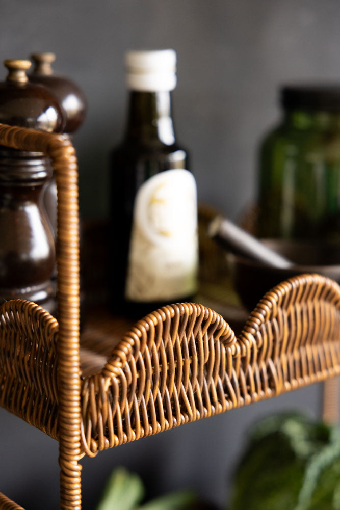 Rattan-Style Kitchen Storage Shelves