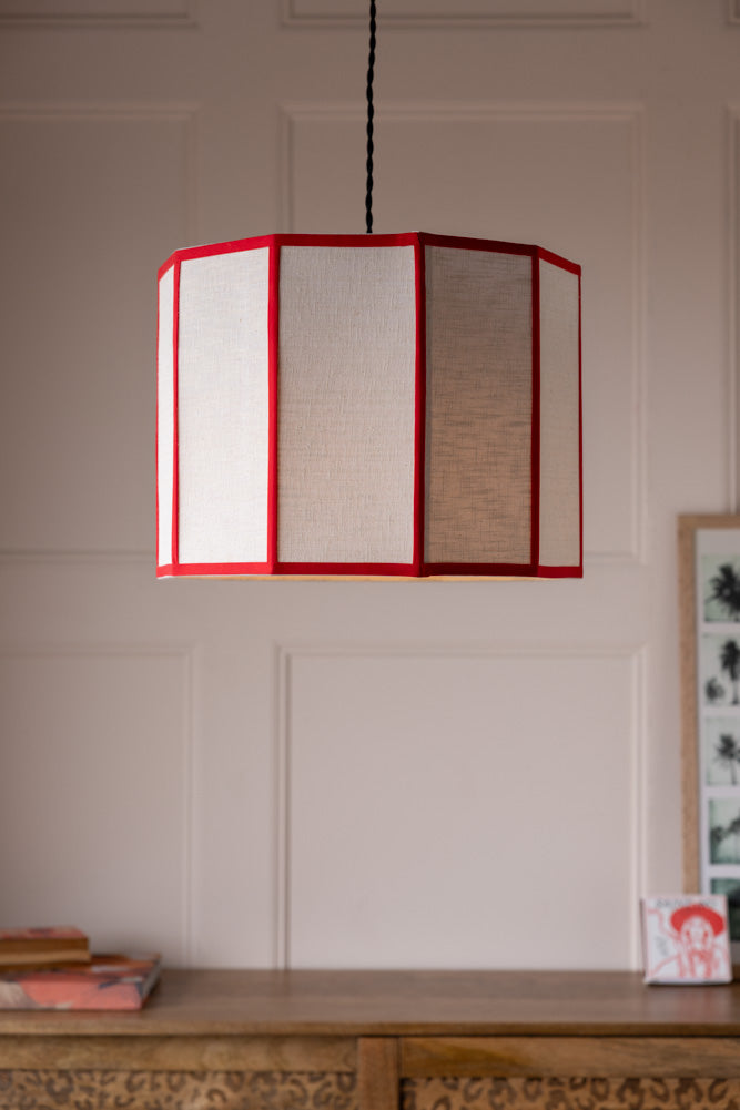 Red Contrast Linen Lampshade