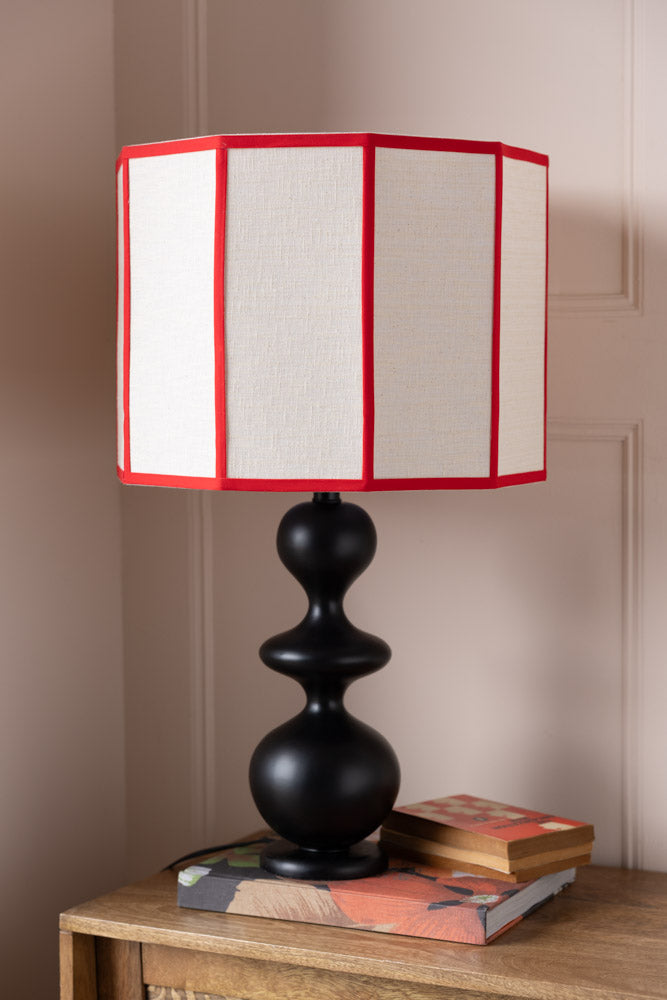 Red Contrast Linen Lampshade