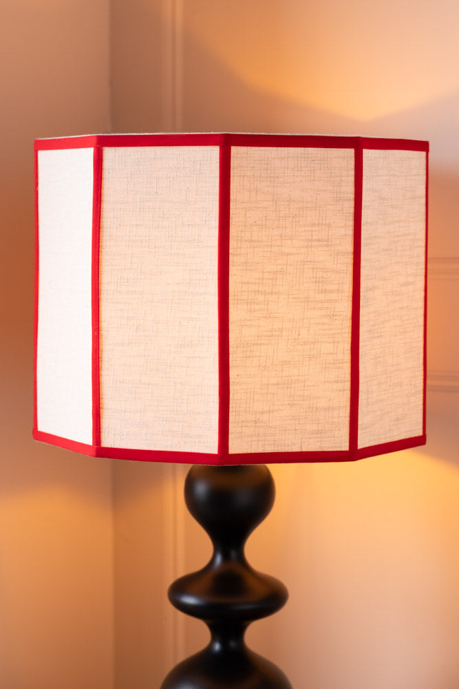 Red Contrast Linen Lampshade