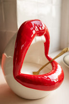 Red Lips Open Mouth Storage Jar / Salt Pig