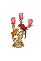 Red Lovebirds & Roses Candlestick Holder