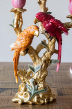 Red Lovebirds & Roses Candlestick Holder
