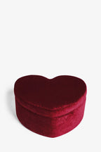 Red Velvet Heart Footstool With Storage