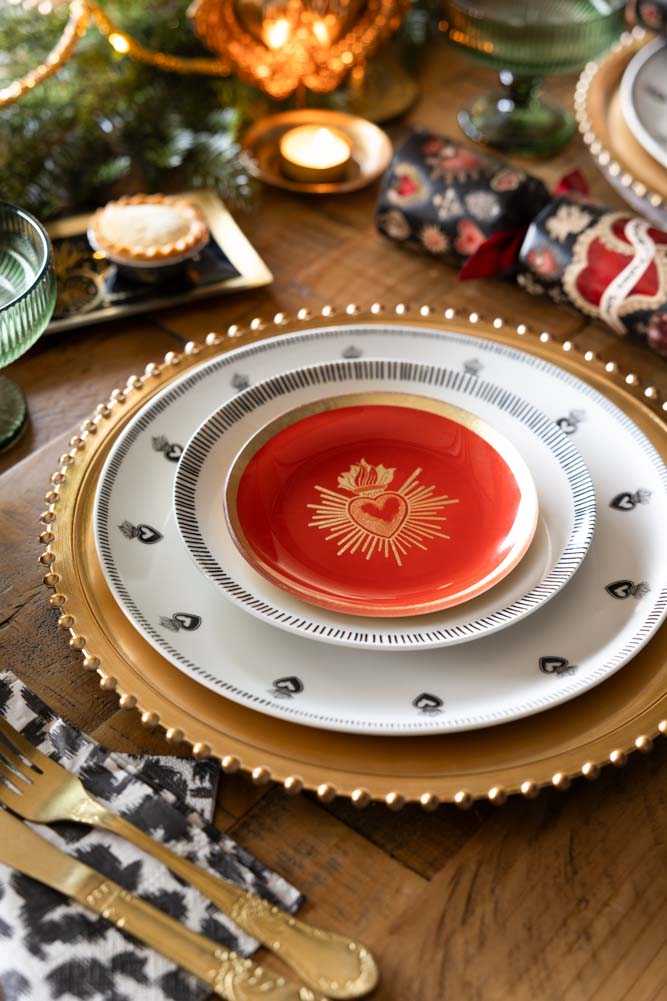 Red & Gold Milagro Heart Decorative Wall Plate