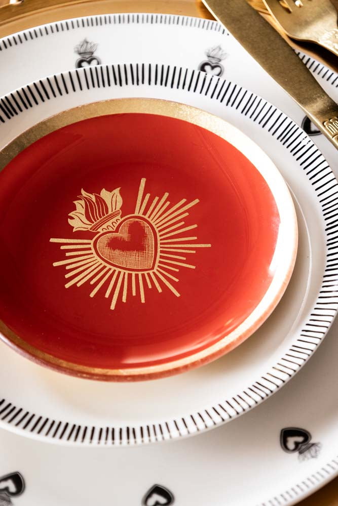 Red & Gold Milagro Heart Decorative Wall Plate