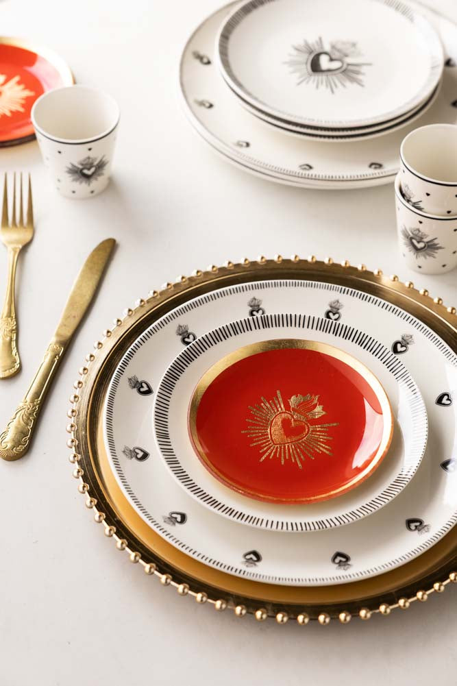 Red & Gold Milagro Heart Decorative Wall Plate