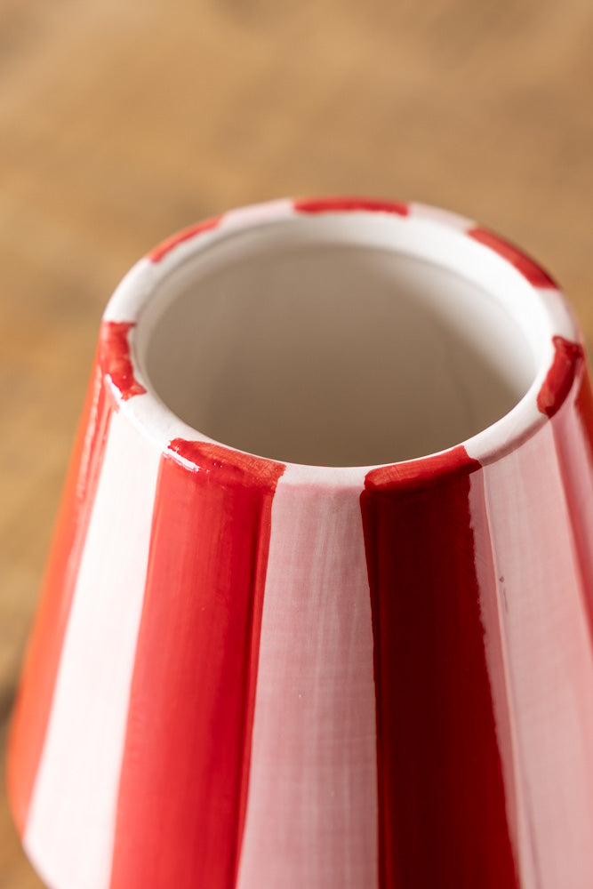 Red & Pink Stripe Flower Vase