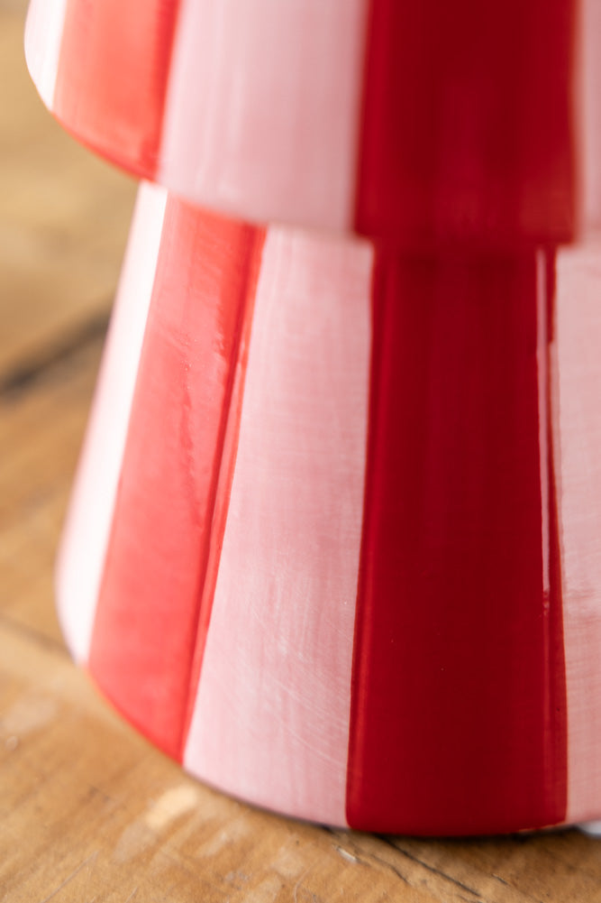 Red & Pink Stripe Flower Vase