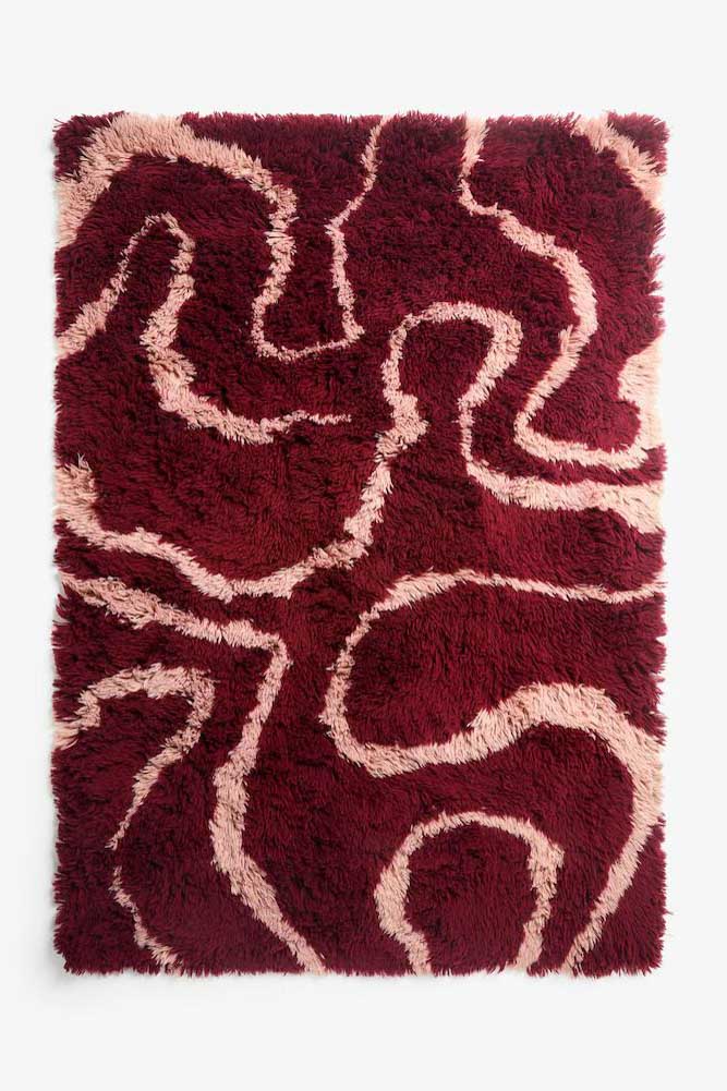 Red & Pink Swirl Berber Rug - Available in 5 Sizes
