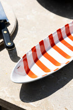 Red & White Fish-Shaped Ceramic Serving Dish