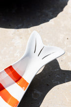 Red & White Fish-Shaped Ceramic Serving Dish